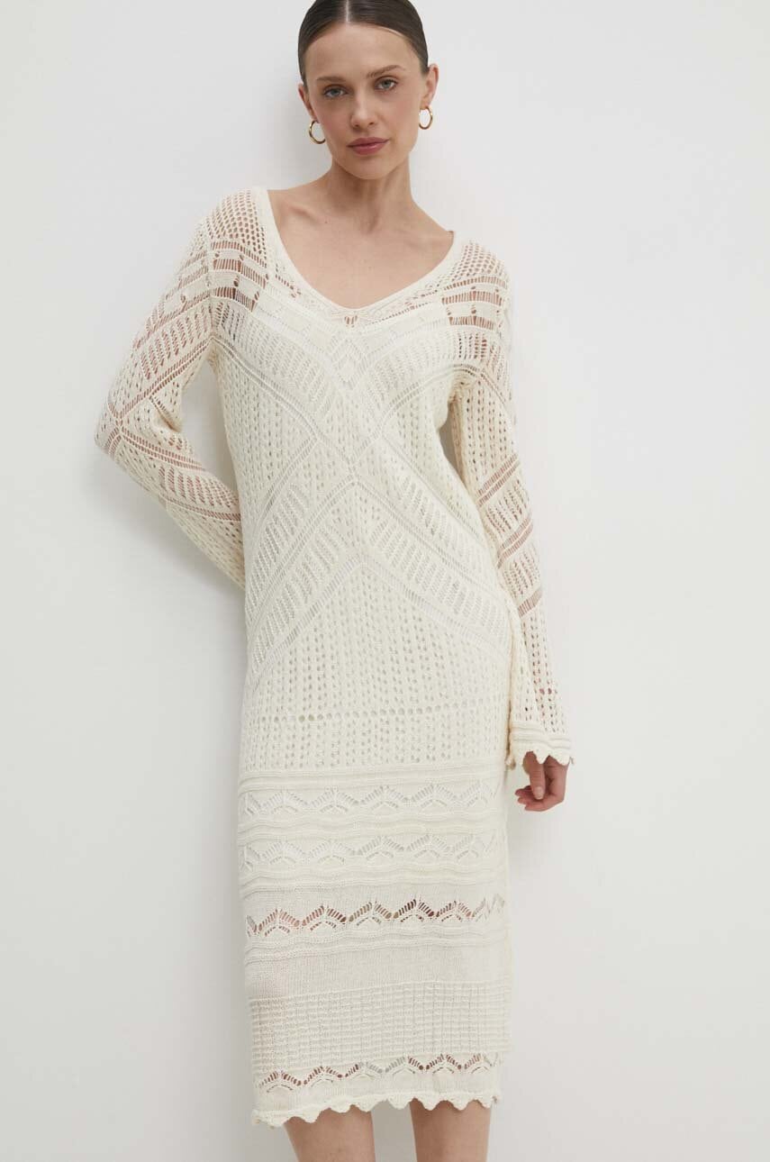 Answear Lab rochie culoarea bej, mini, drept - WW24 SUD0CG 80X F1 Answear Lab rochie culoarea bej, mini, drept