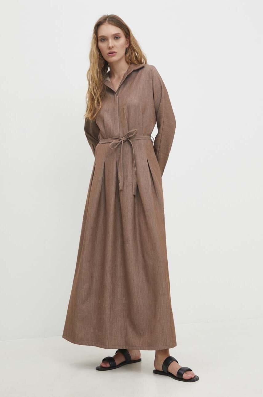 Answear Lab rochie culoarea bej, maxi, evazati Answear Lab rochie culoarea bej, maxi, evazati
