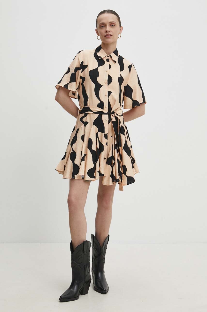 Answear Lab rochie culoarea bej, mini, evazată