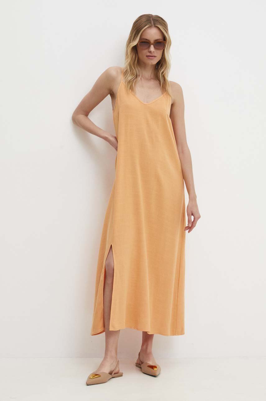 Answear Lab rochie din in culoarea portocaliu, maxi, evazati
