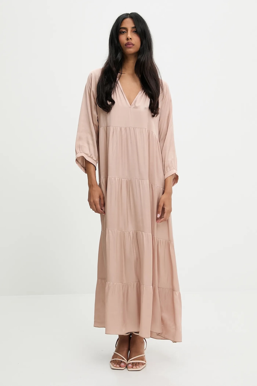 Answear Lab rochie culoarea bej, maxi, evazată