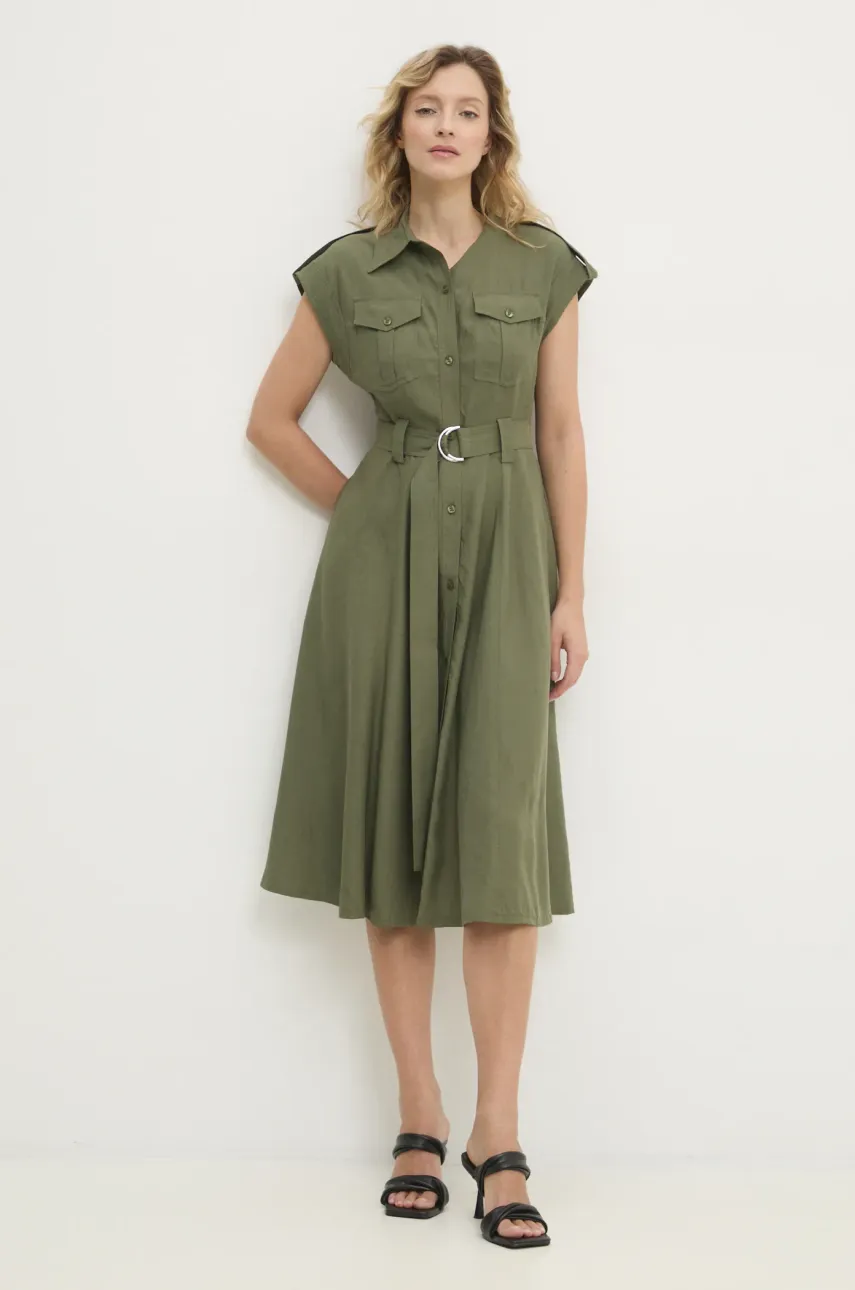 Answear Lab rochie culoarea verde, mini, evazată