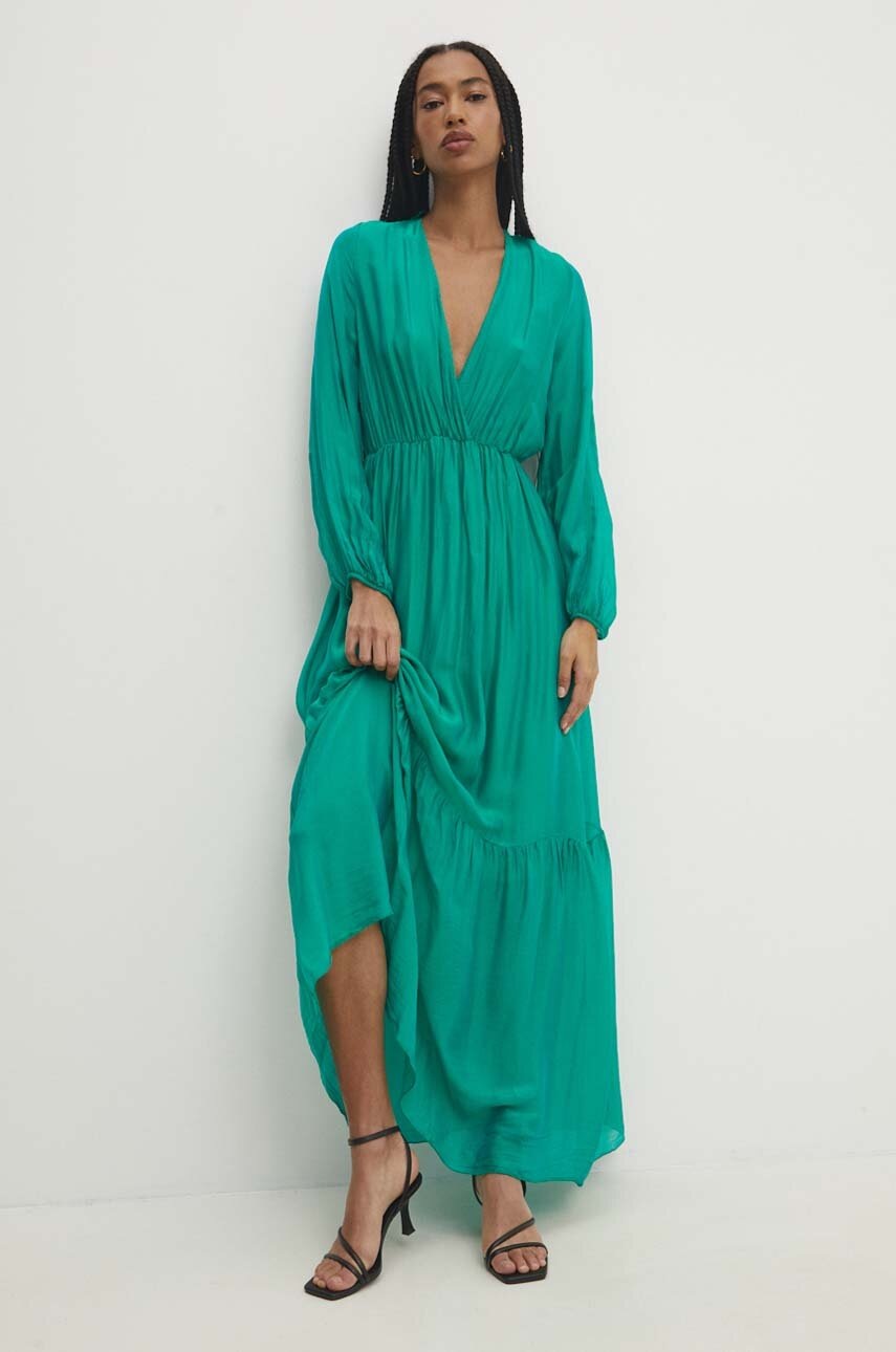 Answear Lab rochie culoarea verde, maxi, evazati