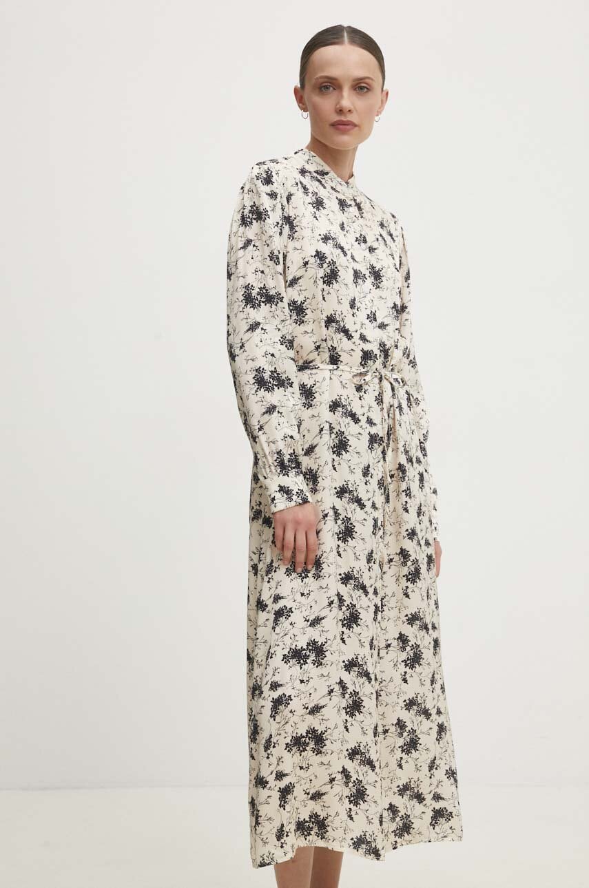 Answear Lab rochie culoarea bej, midi, drept Answear Lab rochie culoarea bej, midi, drept