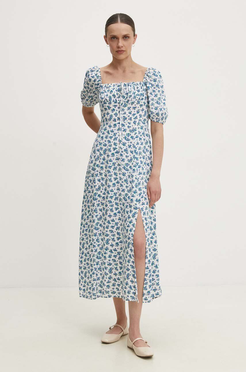 Answear Lab rochie culoarea alb, midi, evazată