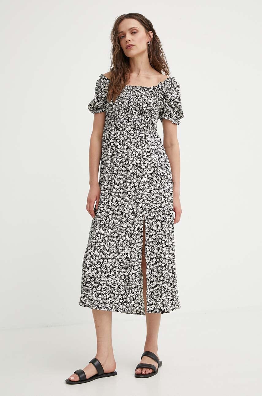 Answear Lab rochie culoarea negru, midi, evazati