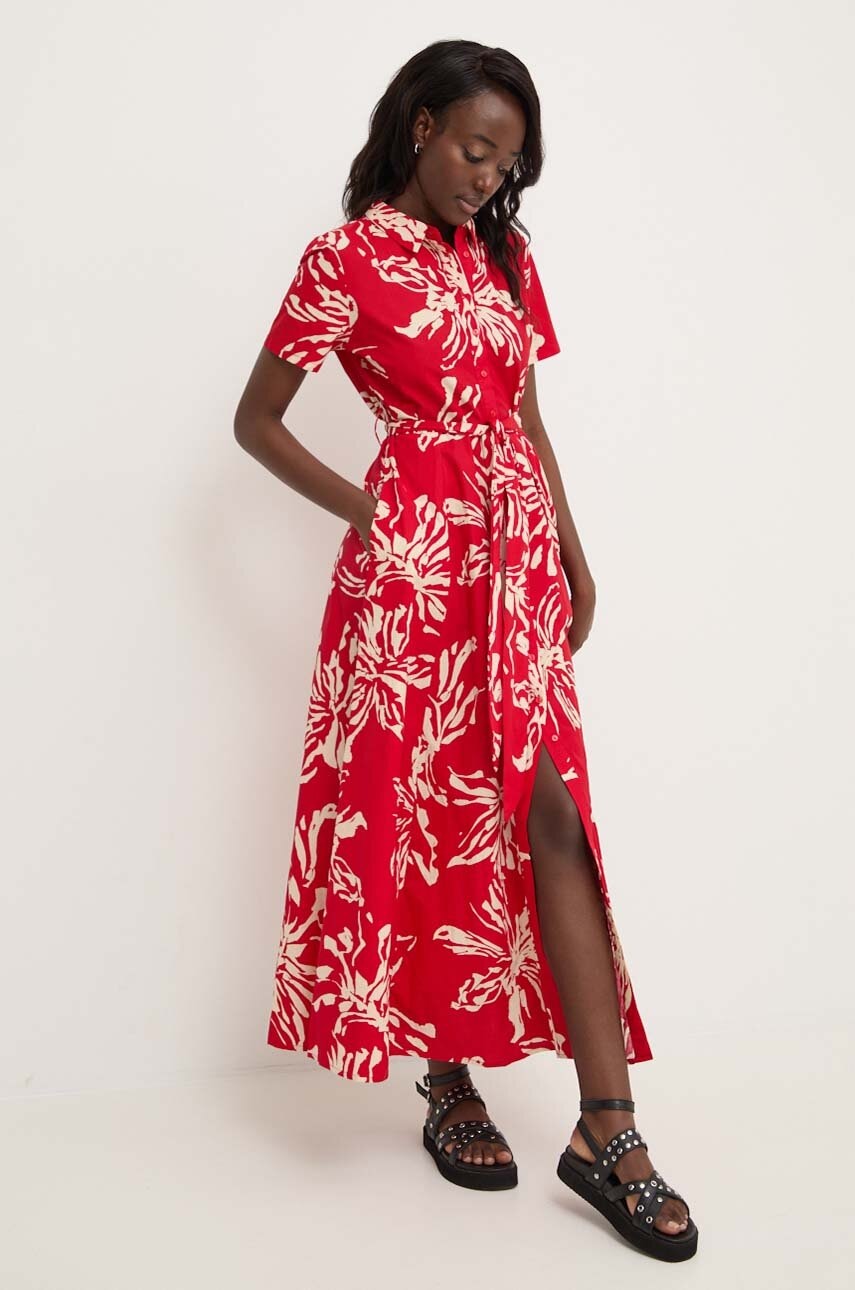 Answear Lab rochie culoarea rosu, maxi, evazată