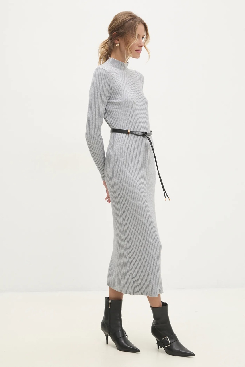 Answear Lab rochie culoarea gri, midi, mulată