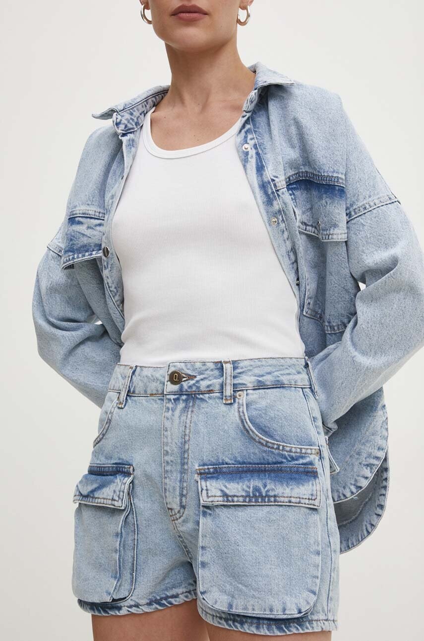 Answear Lab pantaloni scurti jeans femei, neted, high waist