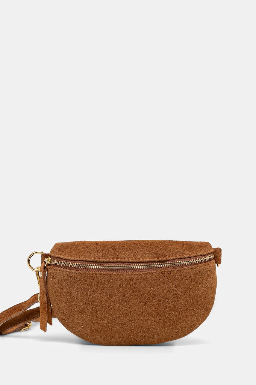 Answear Lab rinichi de piele intoarsa culoarea rosu