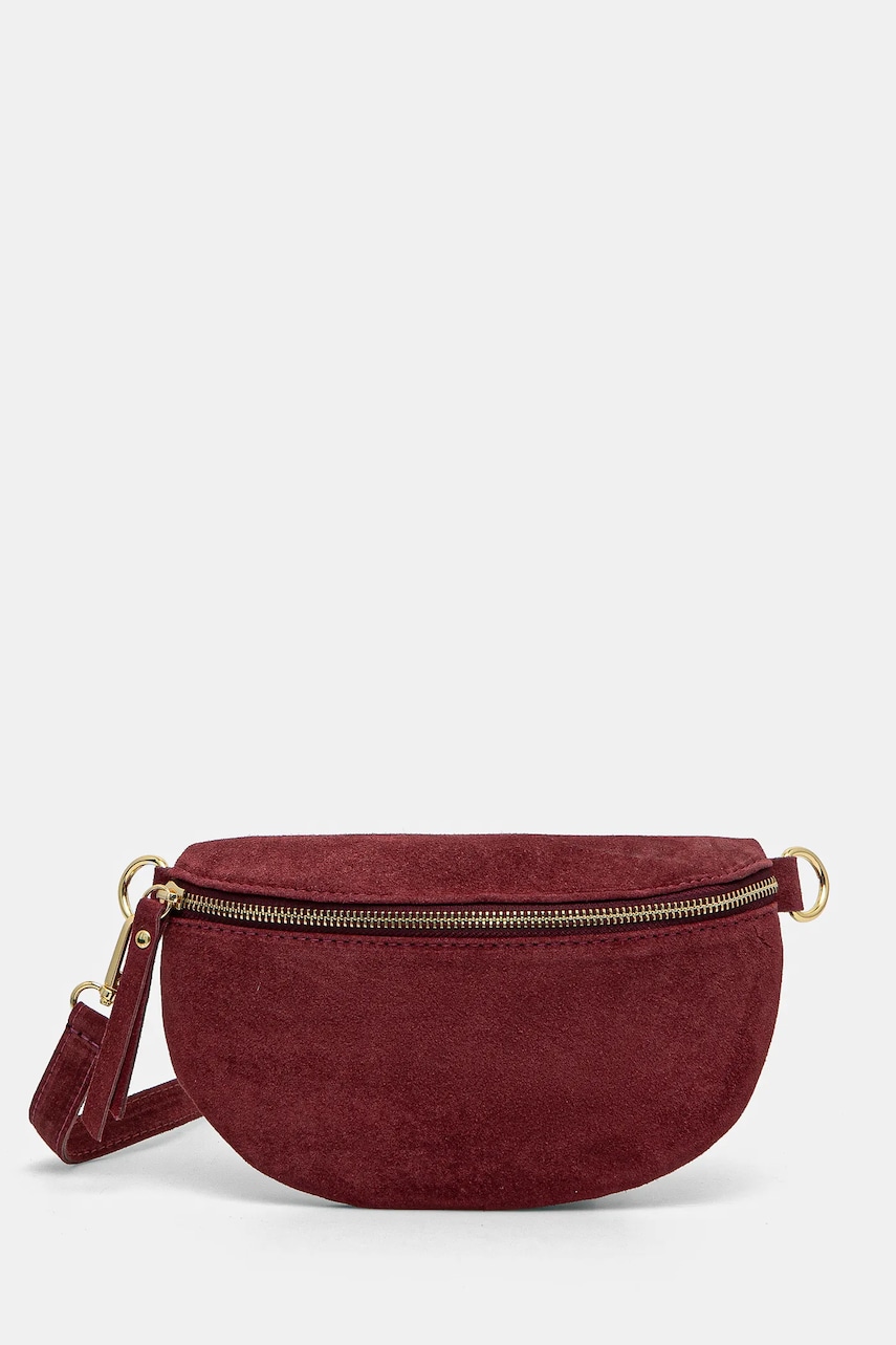 Answear Lab rinichi de piele intoarsa culoarea rosu