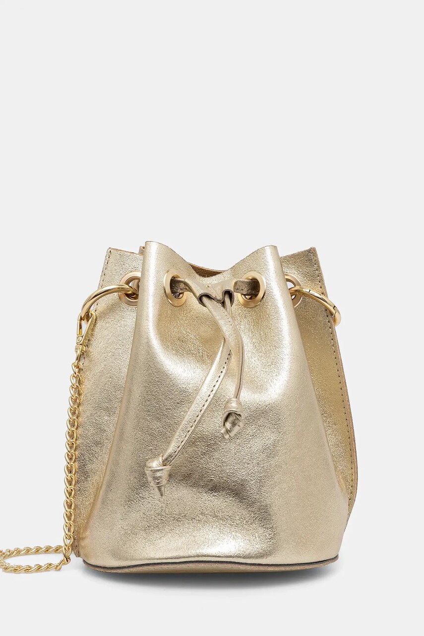 Answear Lab poseta de piele culoarea auriu