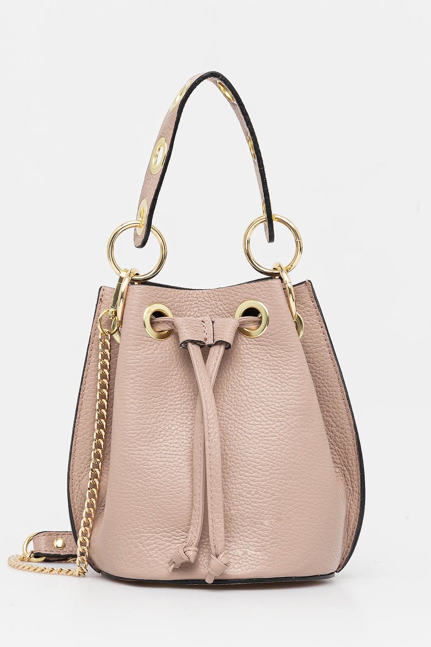 Answear.LAB torebka skórzana kolor różowy