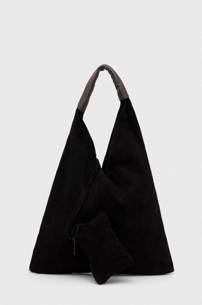 Semišová kabelka Answear Lab černá barva