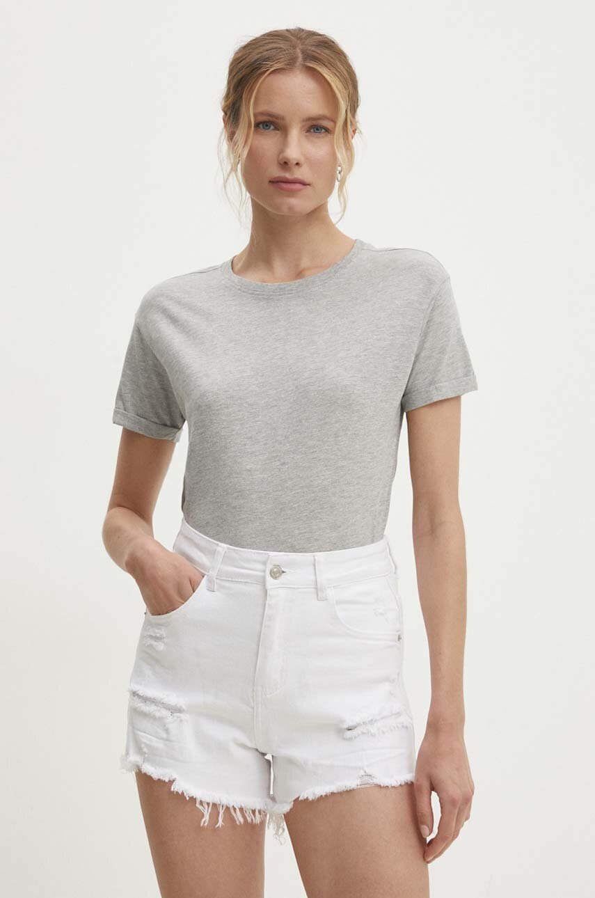 

Памучна тениска Answear Lab в сиво, Сив