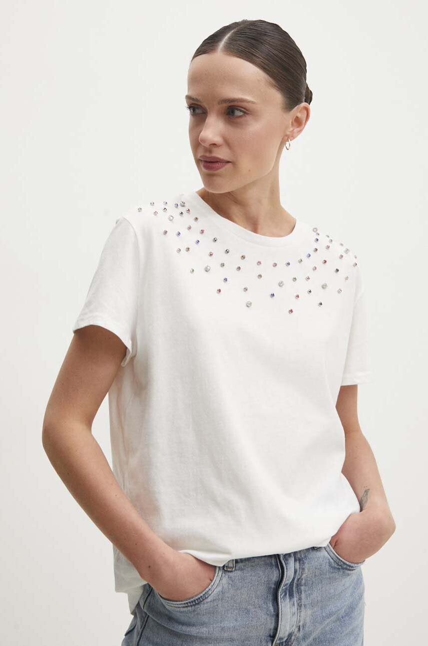 

Памучна тениска Answear Lab в бяло, Бял