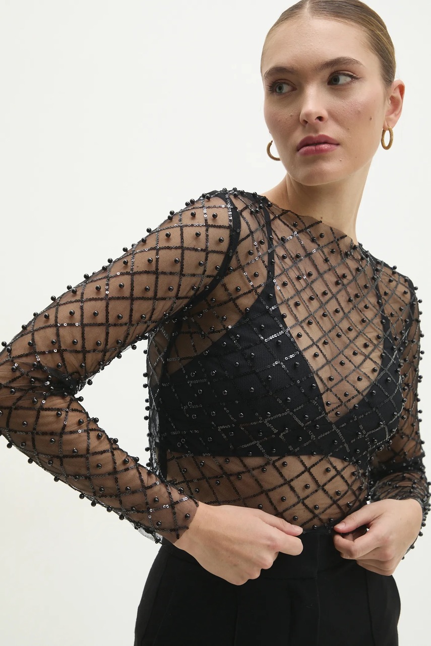 

Блуза Answear Lab в черно с десен, Черен