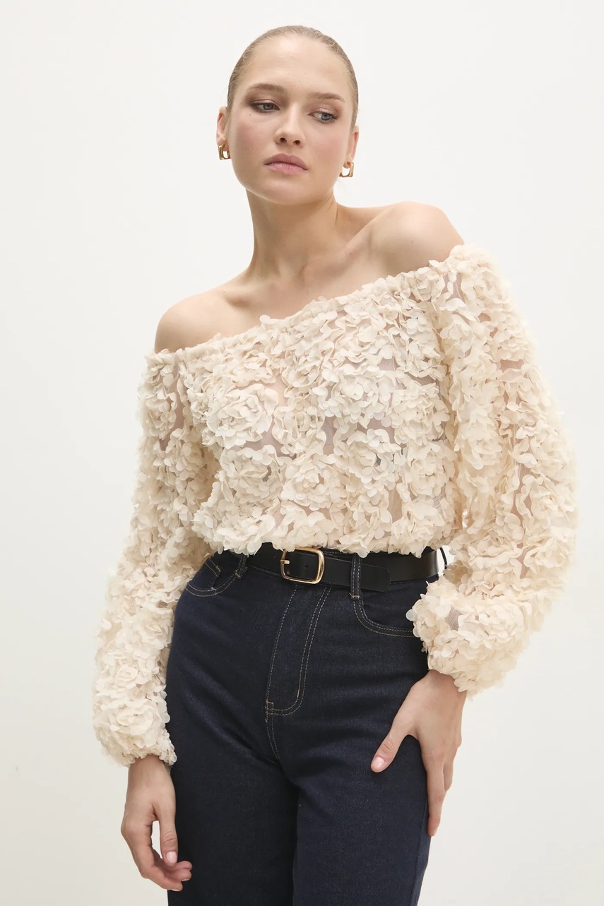

Блуза Answear Lab в бежово с апликация, Бежов