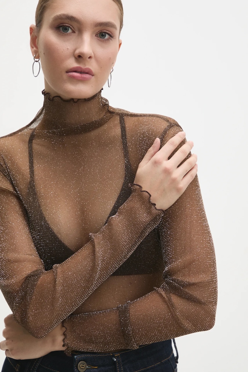 Answear Lab bluza femei, culoarea maro, melanj