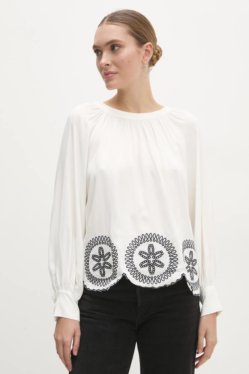 Answear Lab bluza femei, culoarea alb, cu imprimeu Answear Lab bluza femei, culoarea alb, cu imprimeu