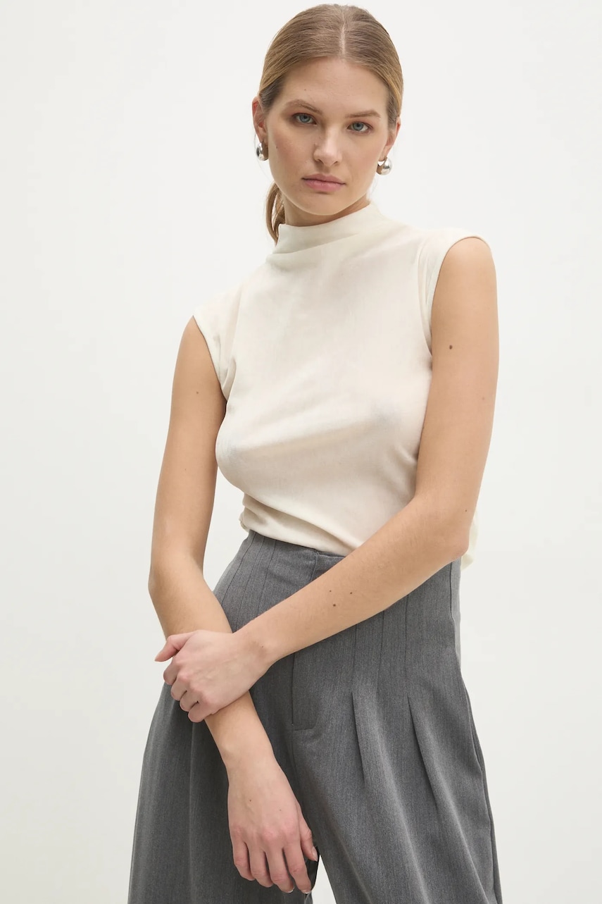 Answear Lab top culoarea bej, neted Answear Lab top culoarea bej, neted