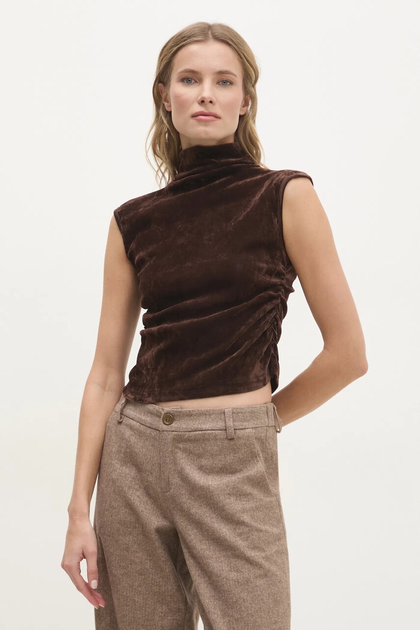 Answear Lab top culoarea maro, neted