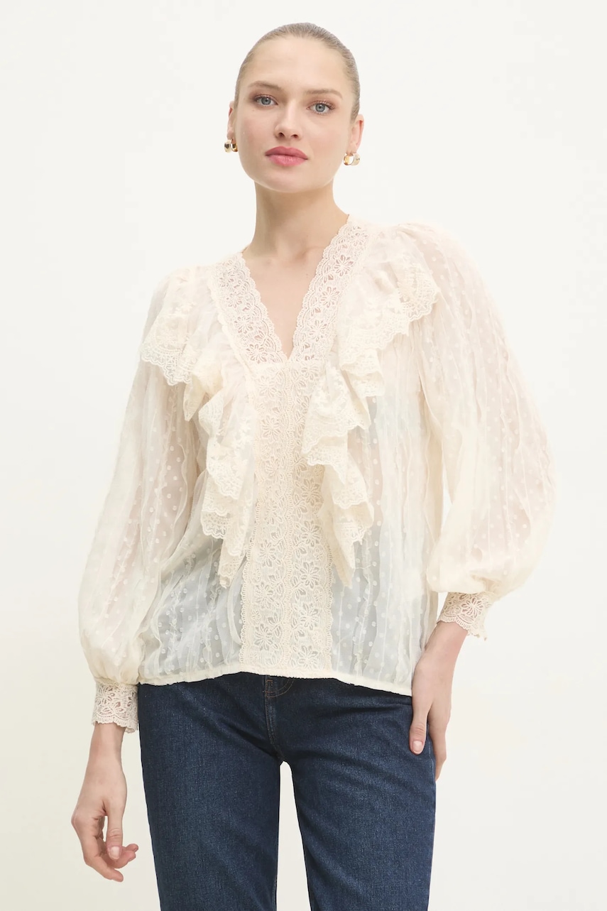 Answear Lab bluza femei, culoarea bej, cu imprimeu Answear Lab bluza femei, culoarea bej, cu imprimeu