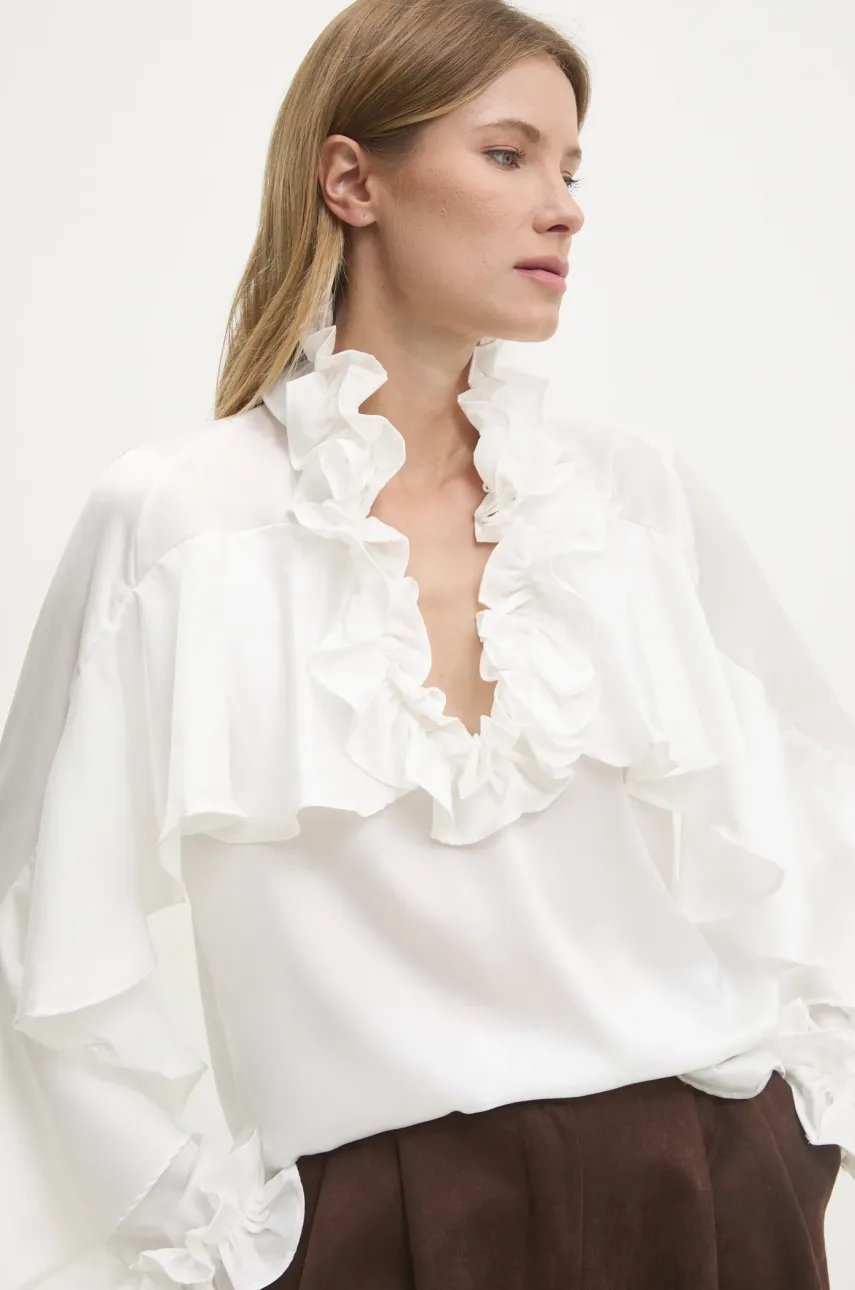 Блузка Answear.LAB женская цвет белый однотонная Блузка Answear.LAB женская цвет белый однотонная