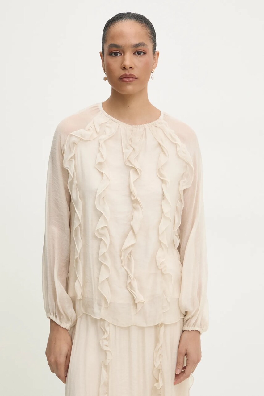 Answear Lab bluza femei, culoarea bej, neted