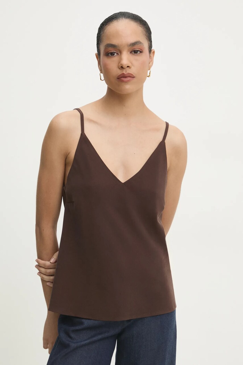 Answear Lab bluza femei, culoarea maro, neted