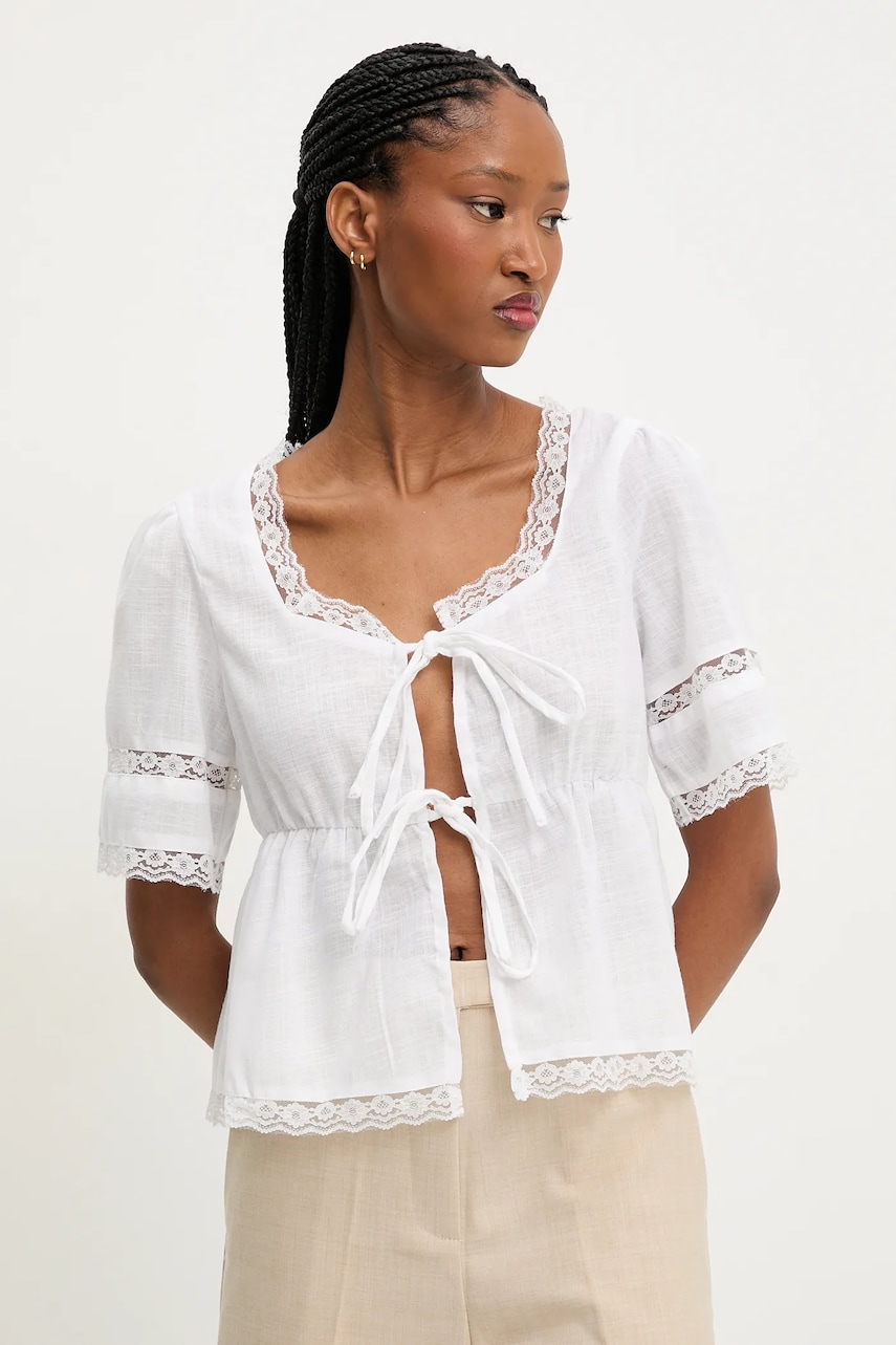 Answear Lab bluza din bumbac femei, culoarea alb, neted