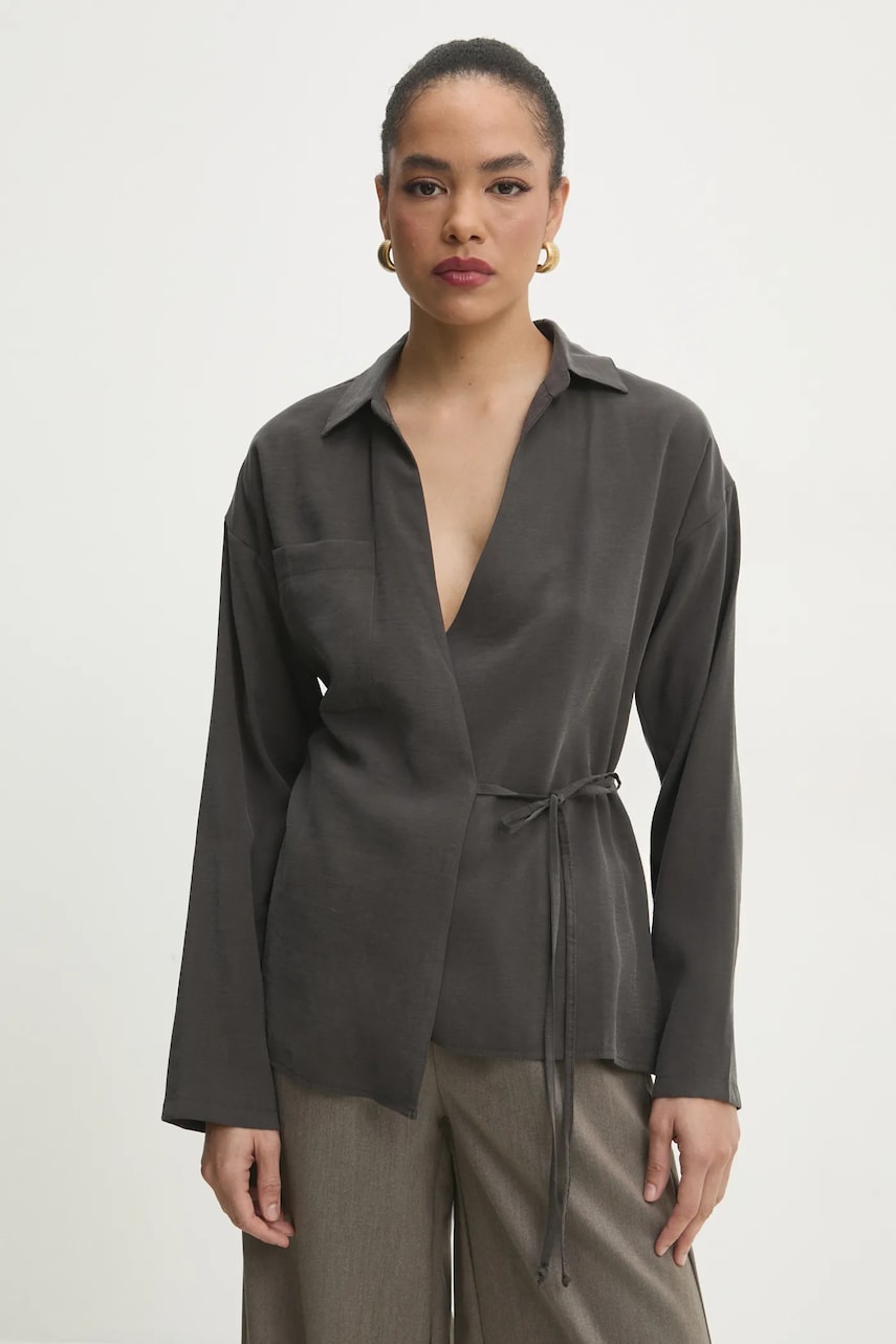 Answear Lab bluza femei, culoarea gri, neted