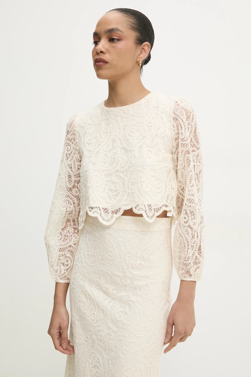 Answear Lab bluza femei, culoarea bej, neted