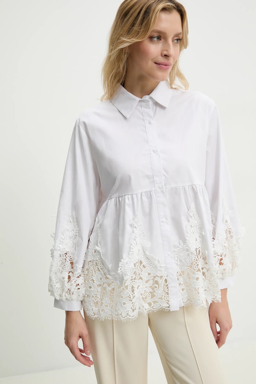 Answear Lab bluza din bumbac femei, culoarea alb, neted Answear Lab bluza din bumbac femei, culoarea alb, neted