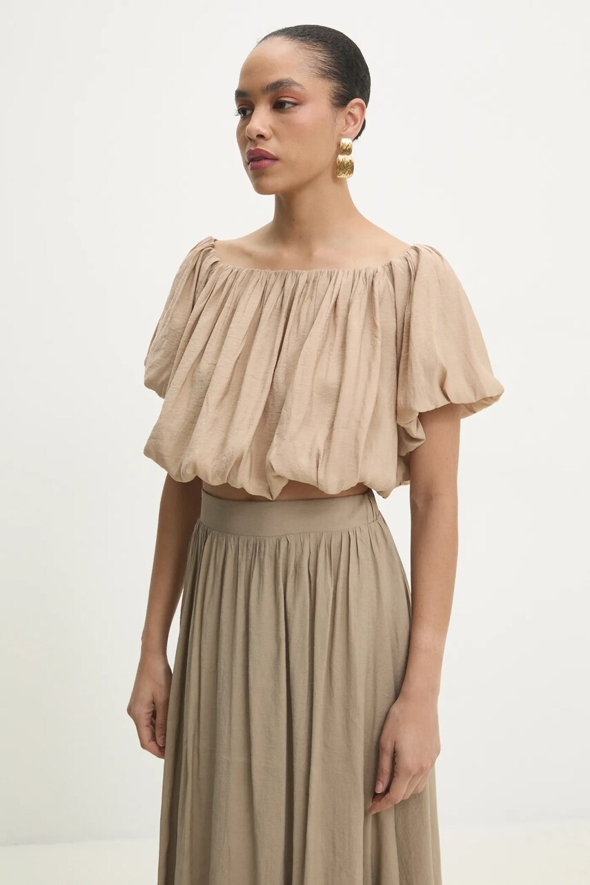 Answear Lab bluza femei, culoarea bej, neted