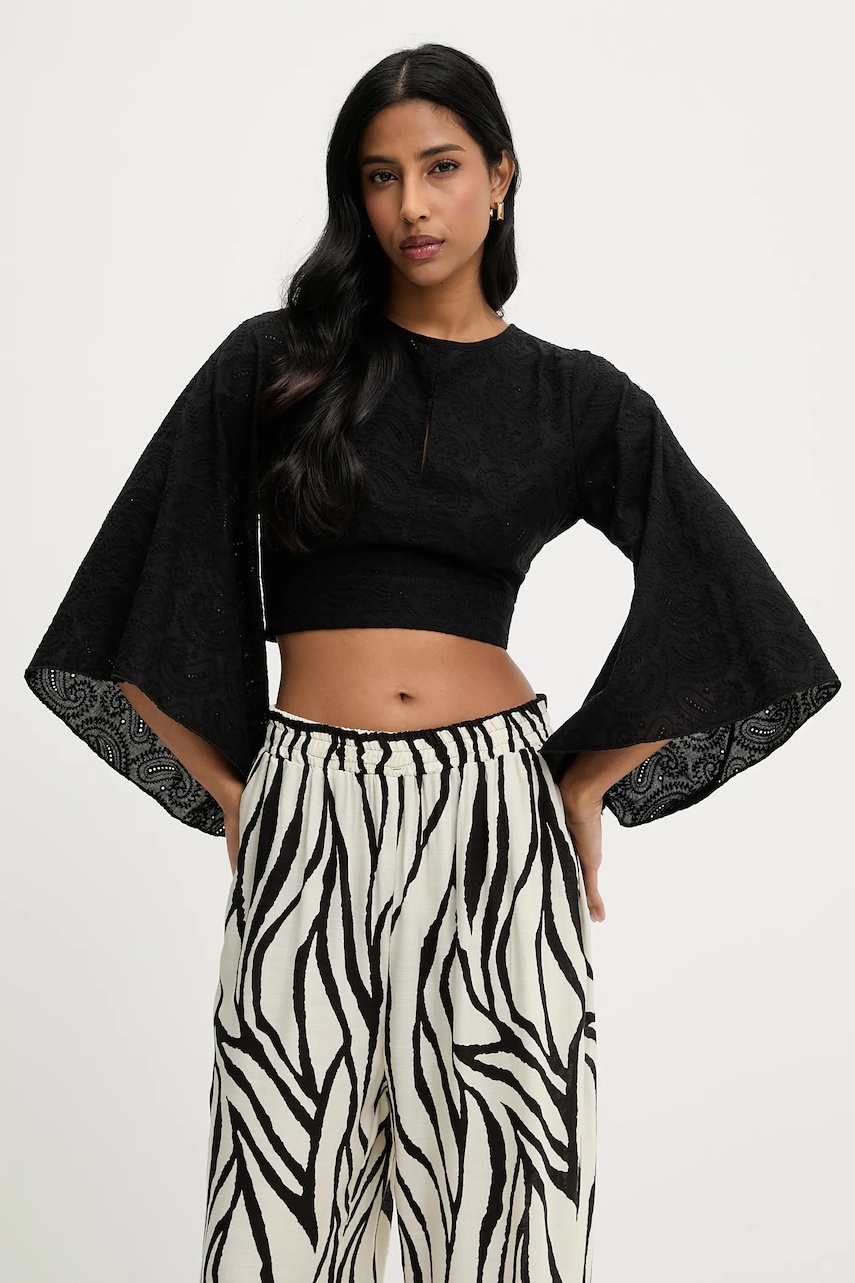 Answear Lab bluza din bumbac femei, culoarea negru, modelator