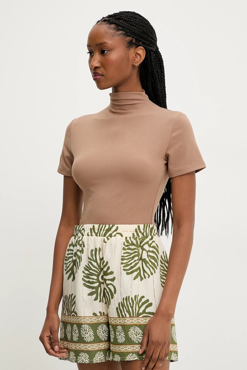 Answear Lab bluza femei, culoarea maro, cu turtleneck