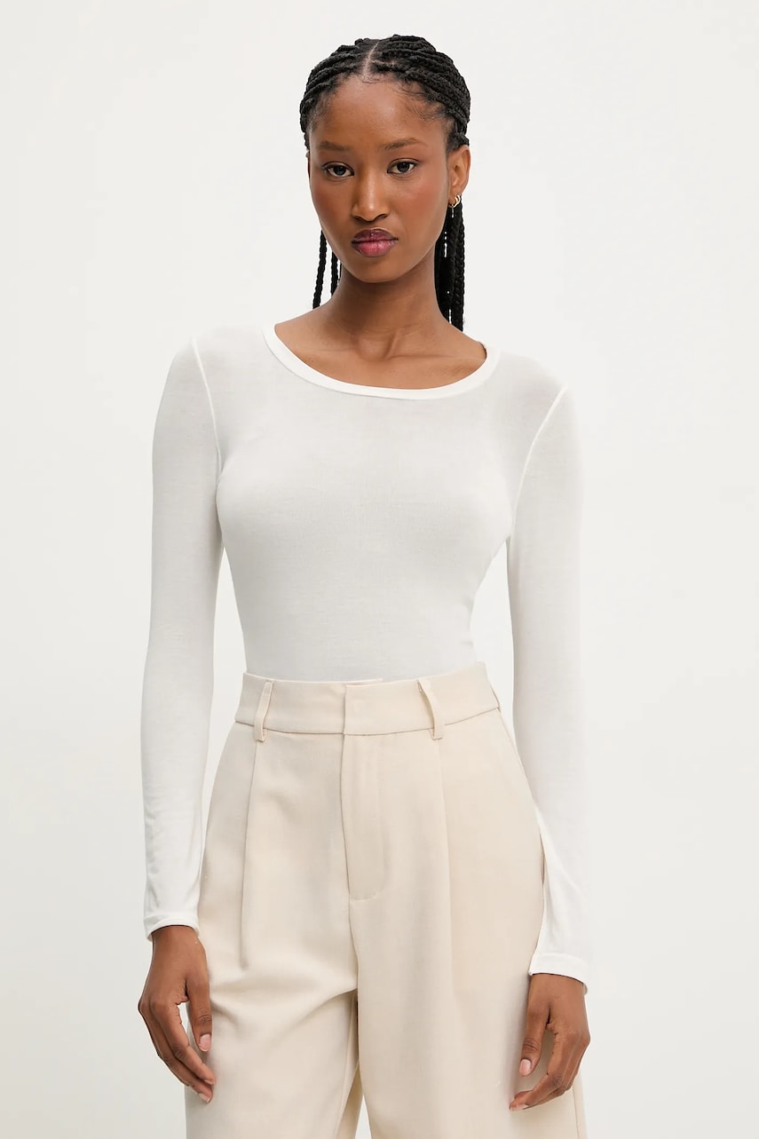 Answear Lab longsleeve femei, culoarea alb