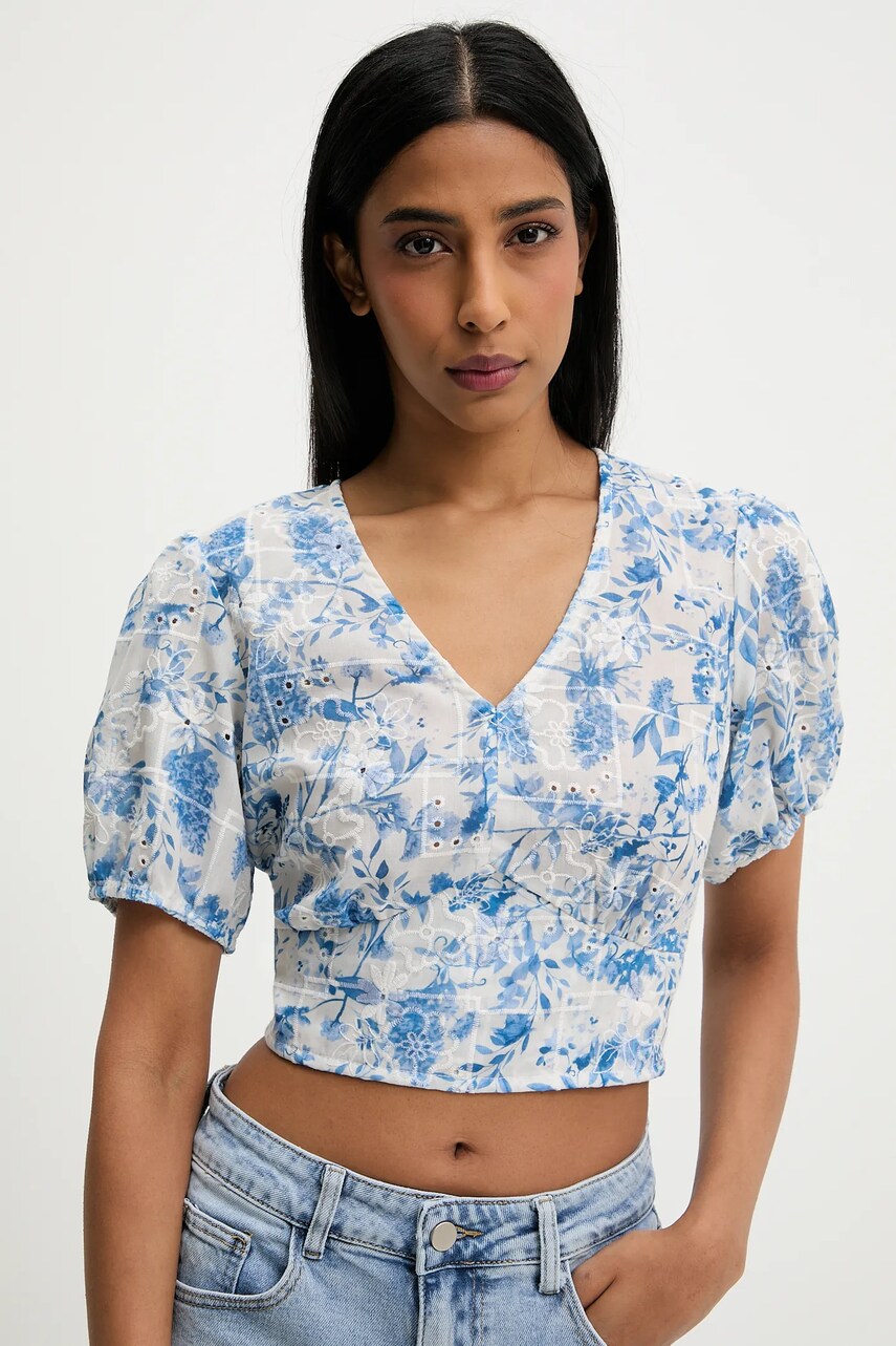 Answear Lab bluză femei, culoarea albastru, cu imprimeu