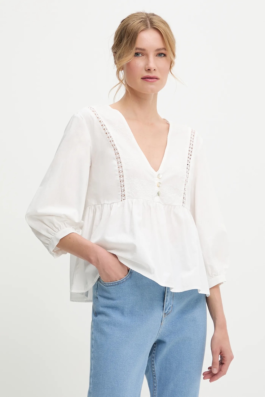 Answear Lab bluza din bumbac culoarea alb, neted