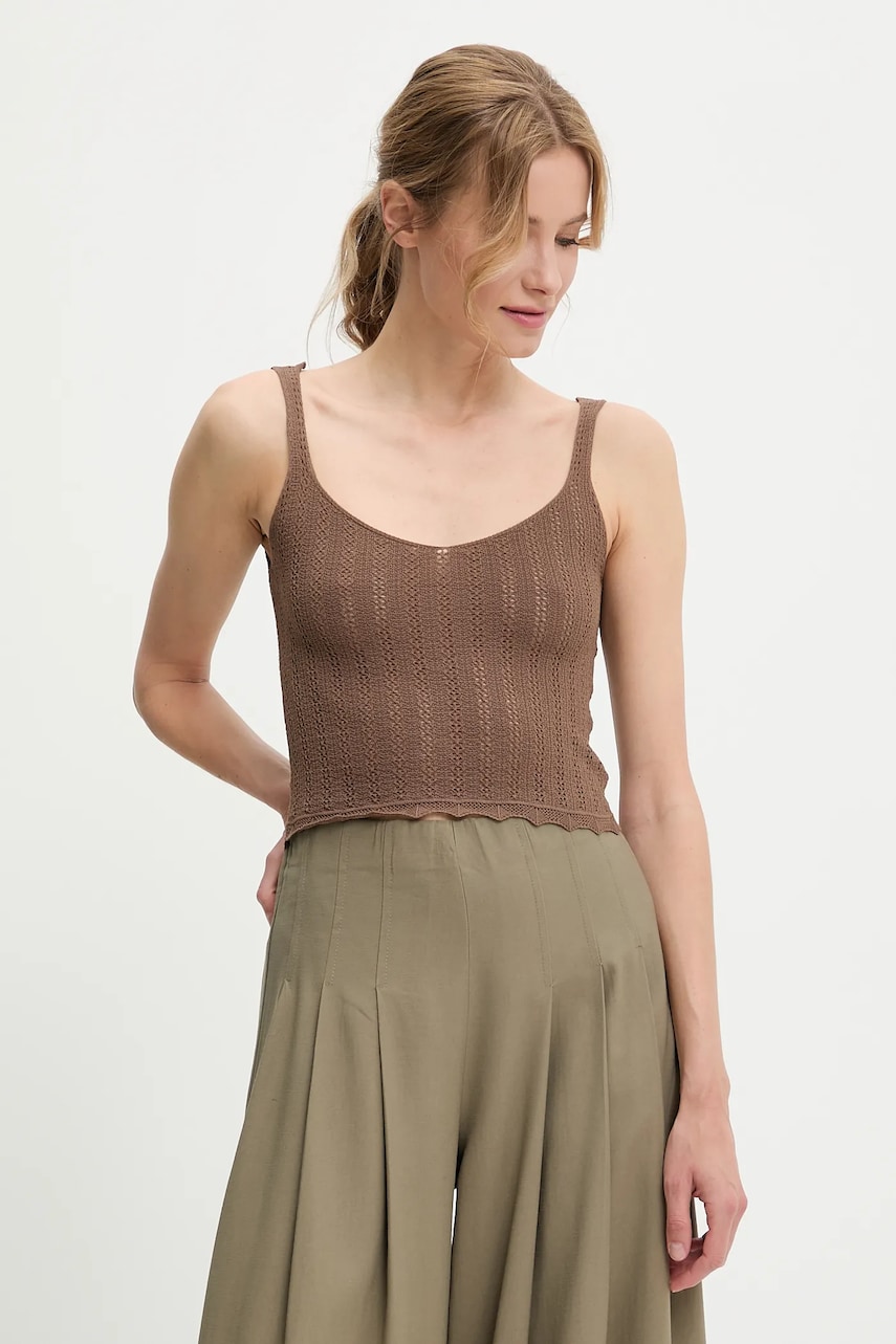 Answear Lab bluza culoarea maro, neted