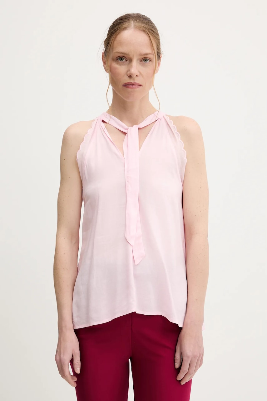 Answear Lab bluza din in culoarea roz, neted