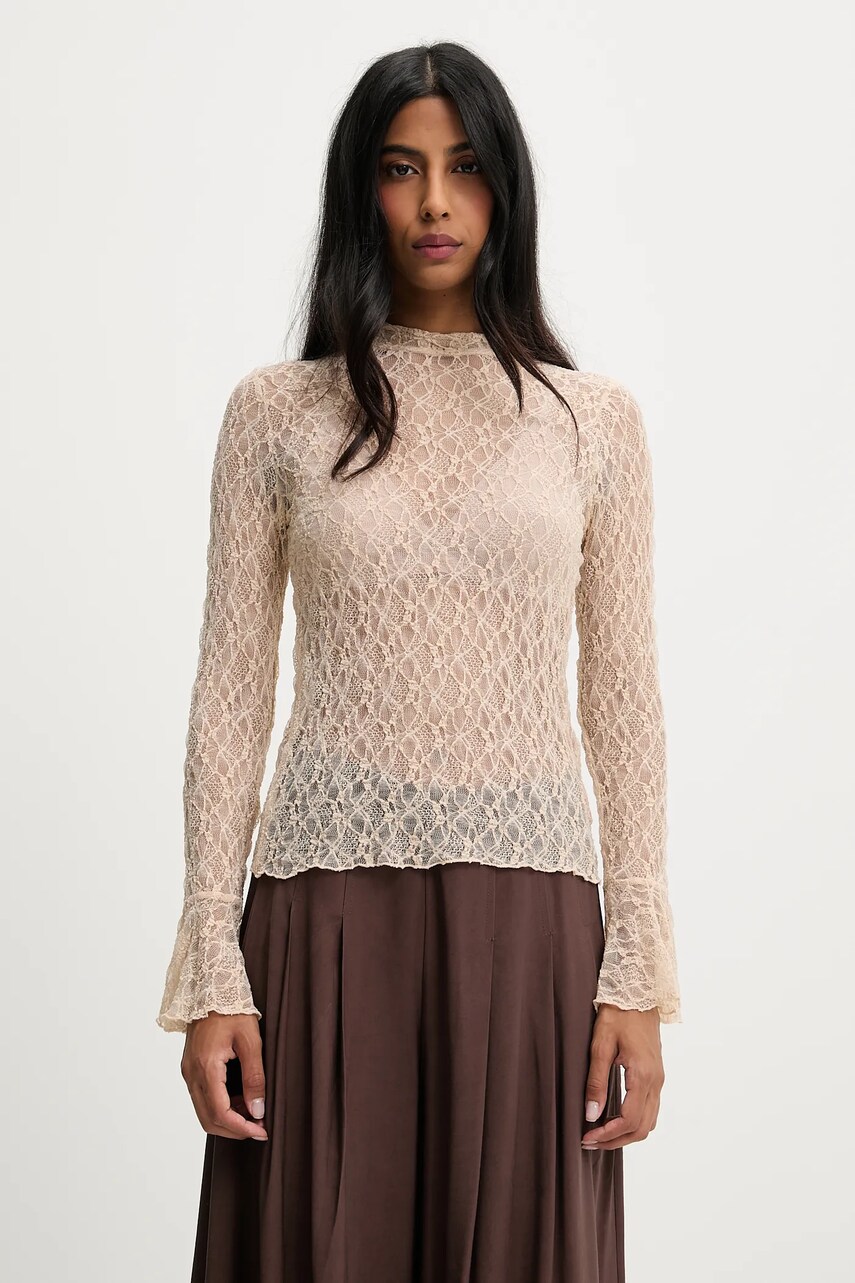 Answear Lab bluza culoarea bej, neted