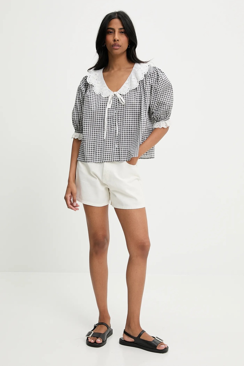 Хлопковая блузка Answear.LAB цвет чёрный узор