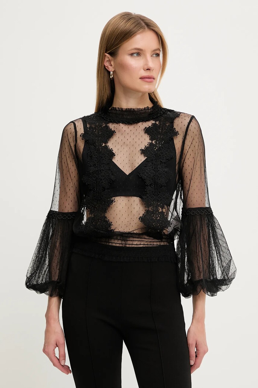 Answear Lab bluza culoarea negru, cu imprimeu