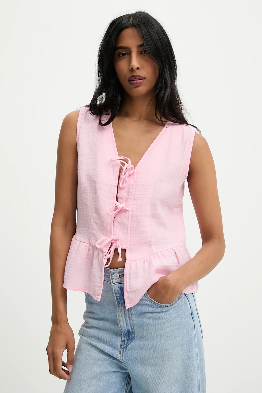 Answear Lab bluza din bumbac culoarea roz, neted