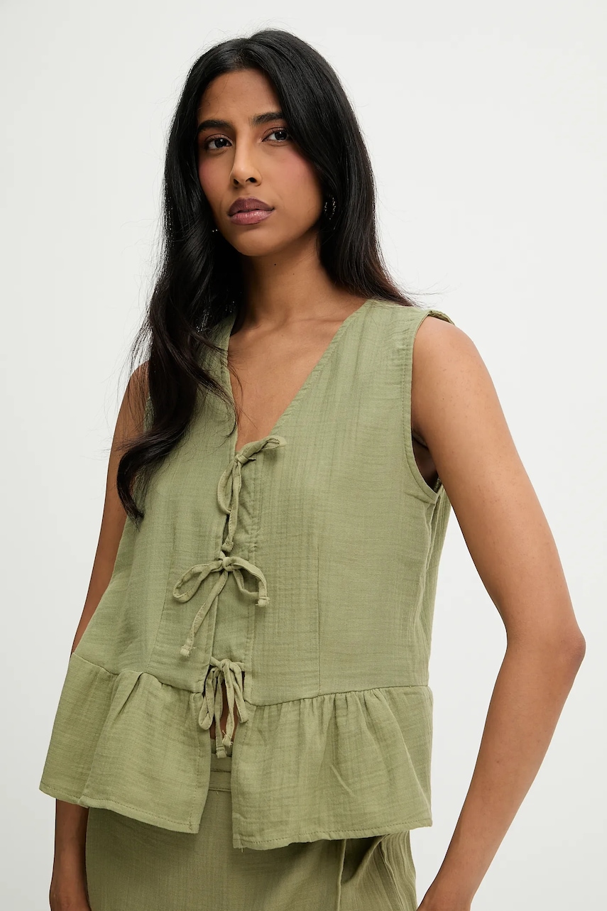 Answear Lab bluza din bumbac culoarea verde, neted