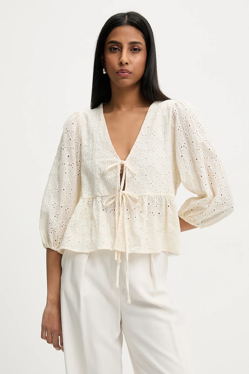 Answear Lab bluza din bumbac culoarea bej, neted