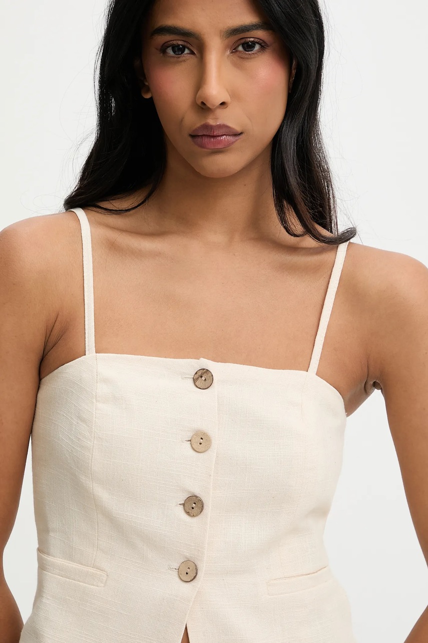 Βαμβακερό τοπ Answear.LAB χρώμα: μπεζ φωτογραφία