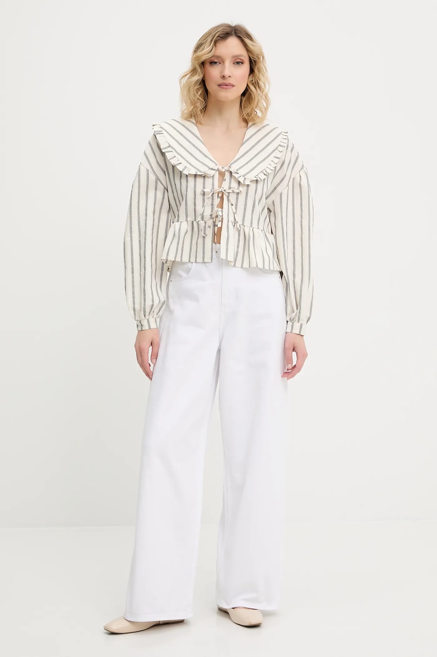 Рубашка Answear.LAB цвет бежевый relaxed классический воротник Рубашка Answear.LAB цвет бежевый relaxed классический воротник